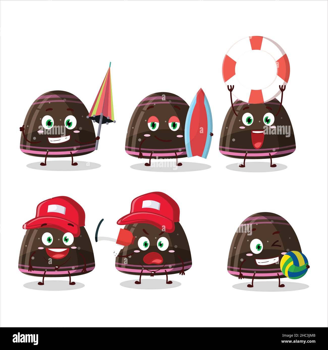 Happy Face chocolate jelly gummy candy cartoon character playing on a