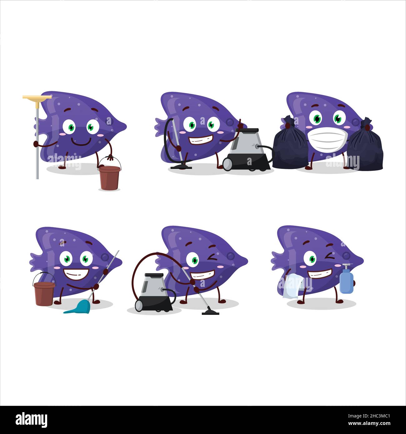 Cleaning service fish purple gummy candy cute cartoon character using ...