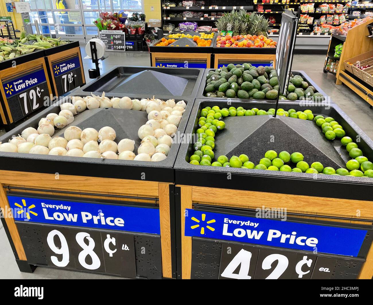 Martinez, Ga USA - 12 23 21: Walmart retail grocery store interior Stock Photo