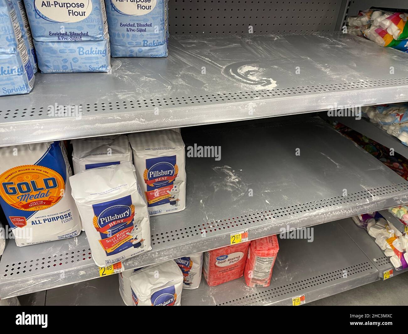 Martinez, Ga USA - 12 23 21: Walmart retail grocery store interior Stock Photo