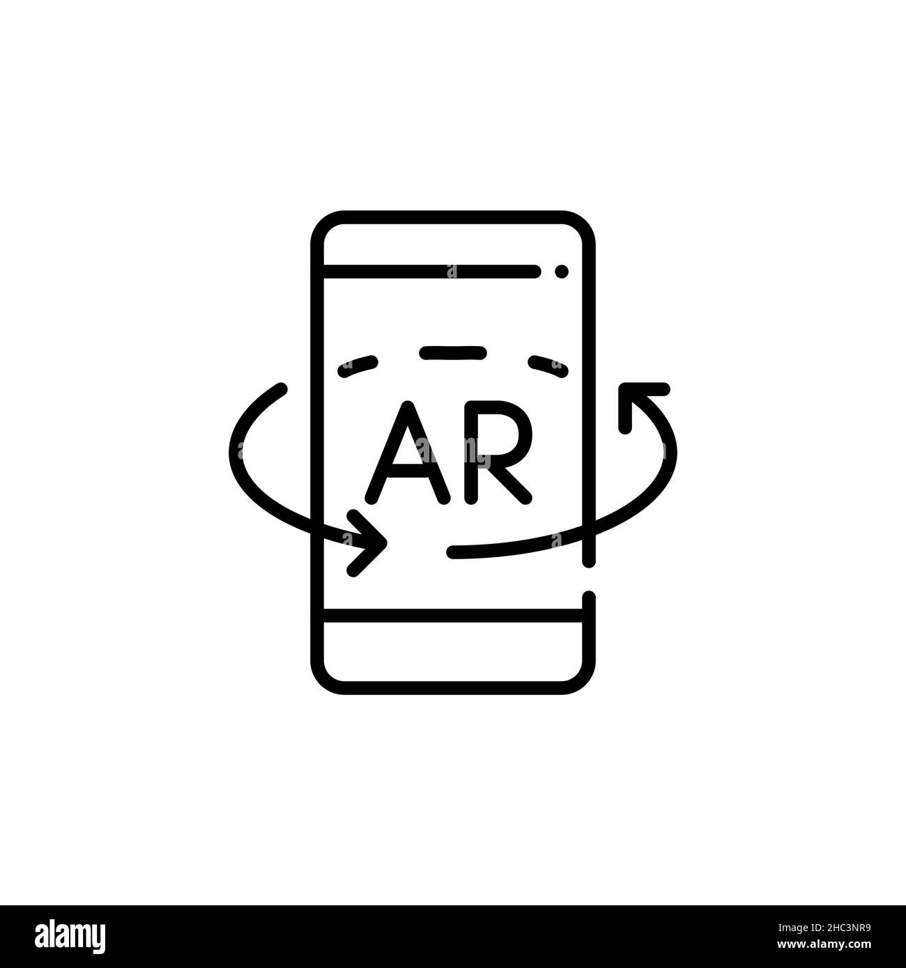 Augmented reality on a smartphone. Pixel perfect, editable stroke icon Stock Vector