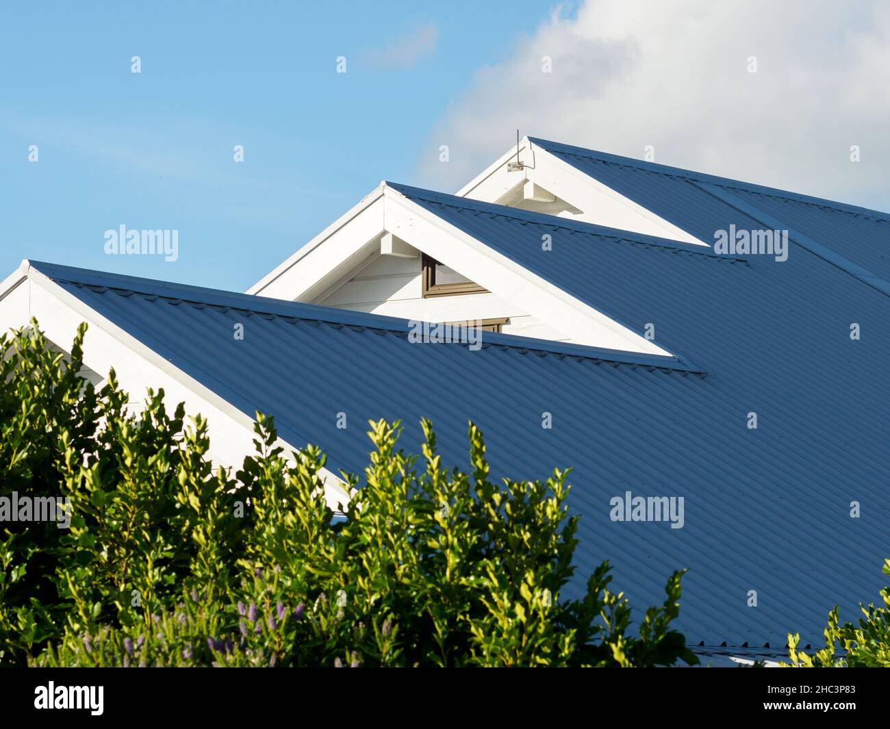 bungalow pitched gable roof with steps Stock Photo - Alamy