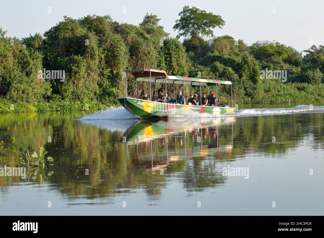 Boat excursion in the Pantanal Stock Photo