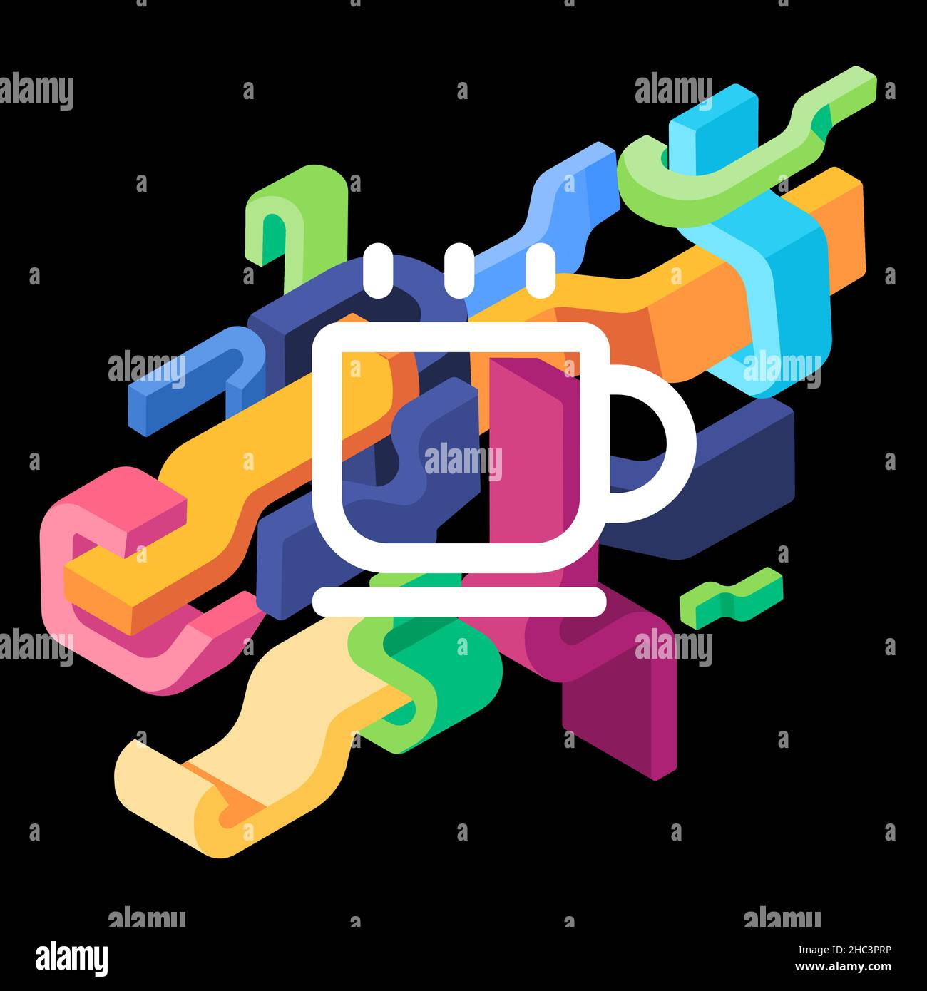 coffee cup colorful modern contemporary decorative 3d splash curve meal ...
