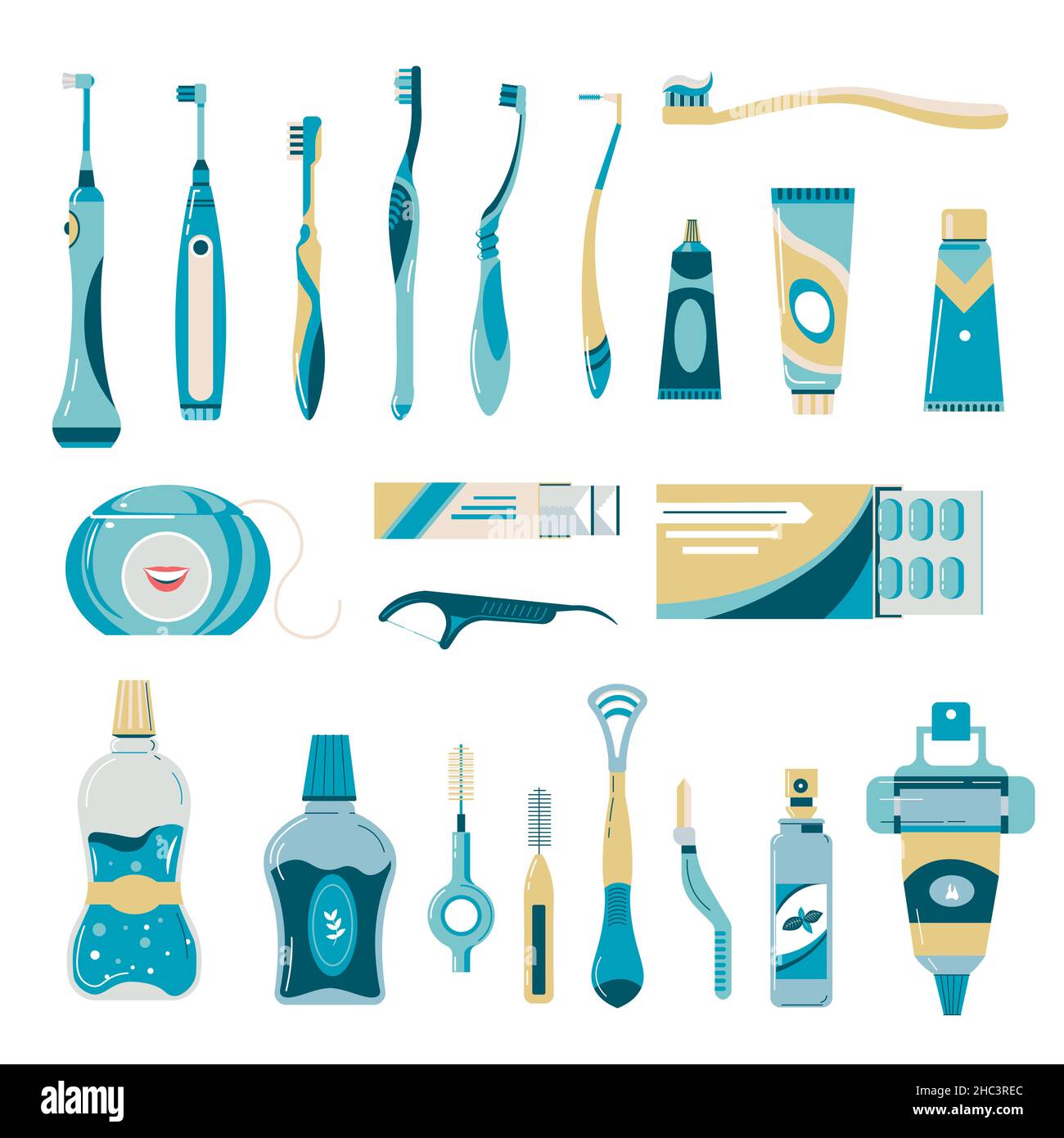 Toothbrushes and pastes, mouthwash and flosses Stock Vector Image & Art ...