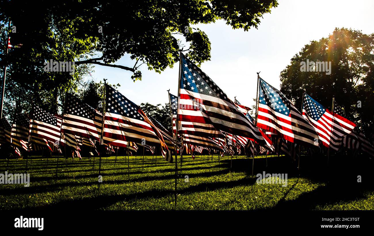 American Flags, Oceanside, New York, Long Island, United States