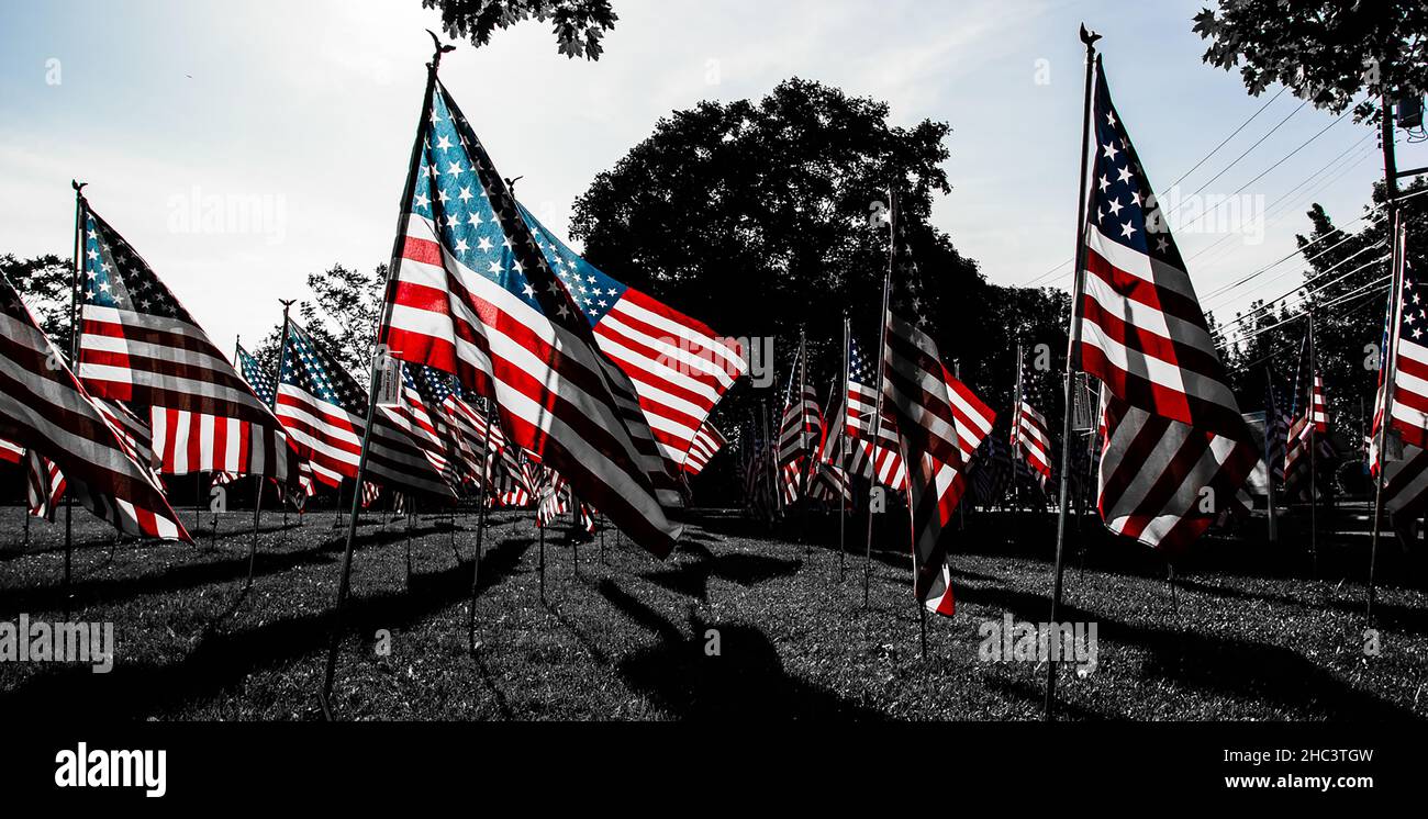 American Flags, Oceanside, New York, Long Island, United States