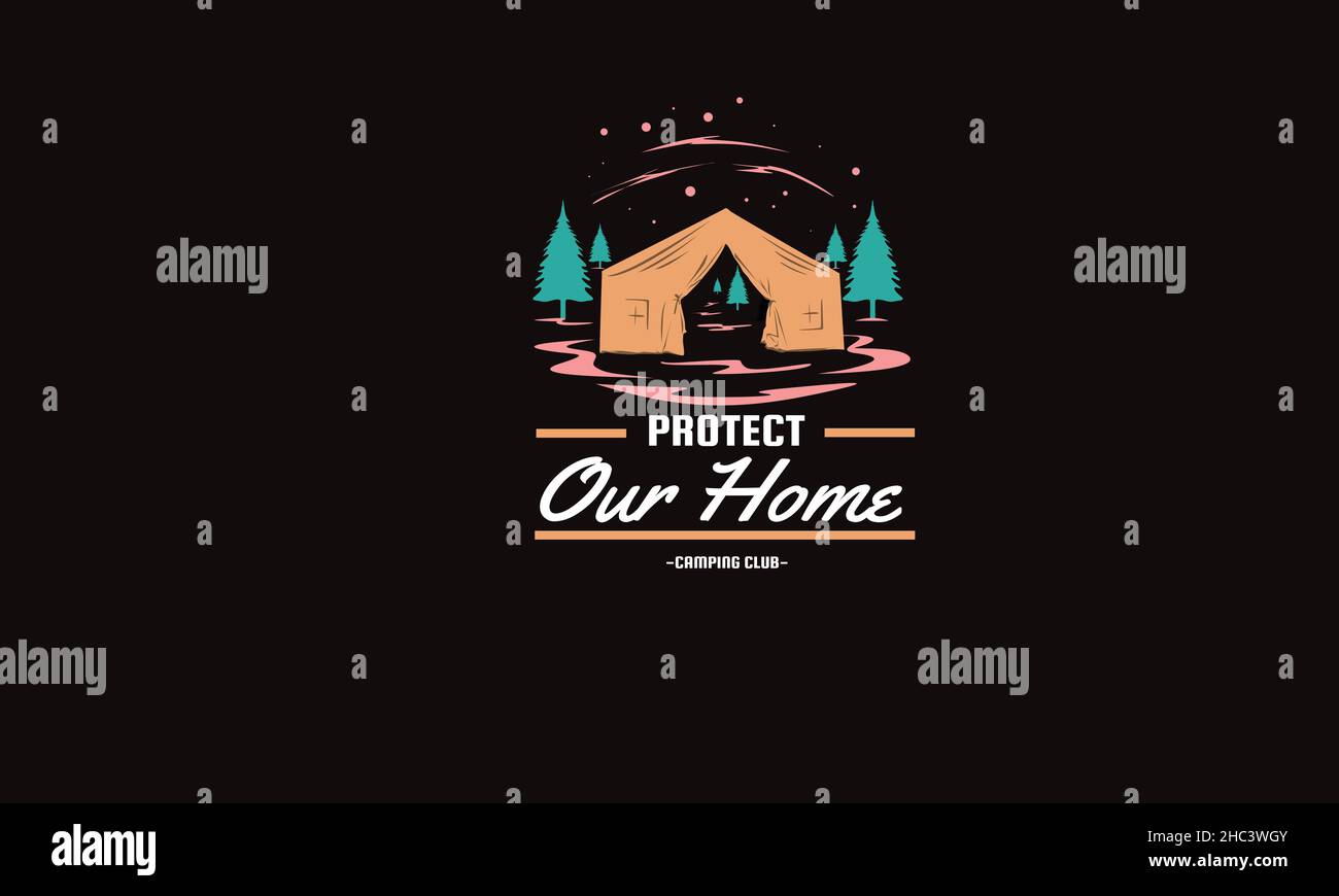 protect our homes adventure outdoor monogram text vector template Stock Vector