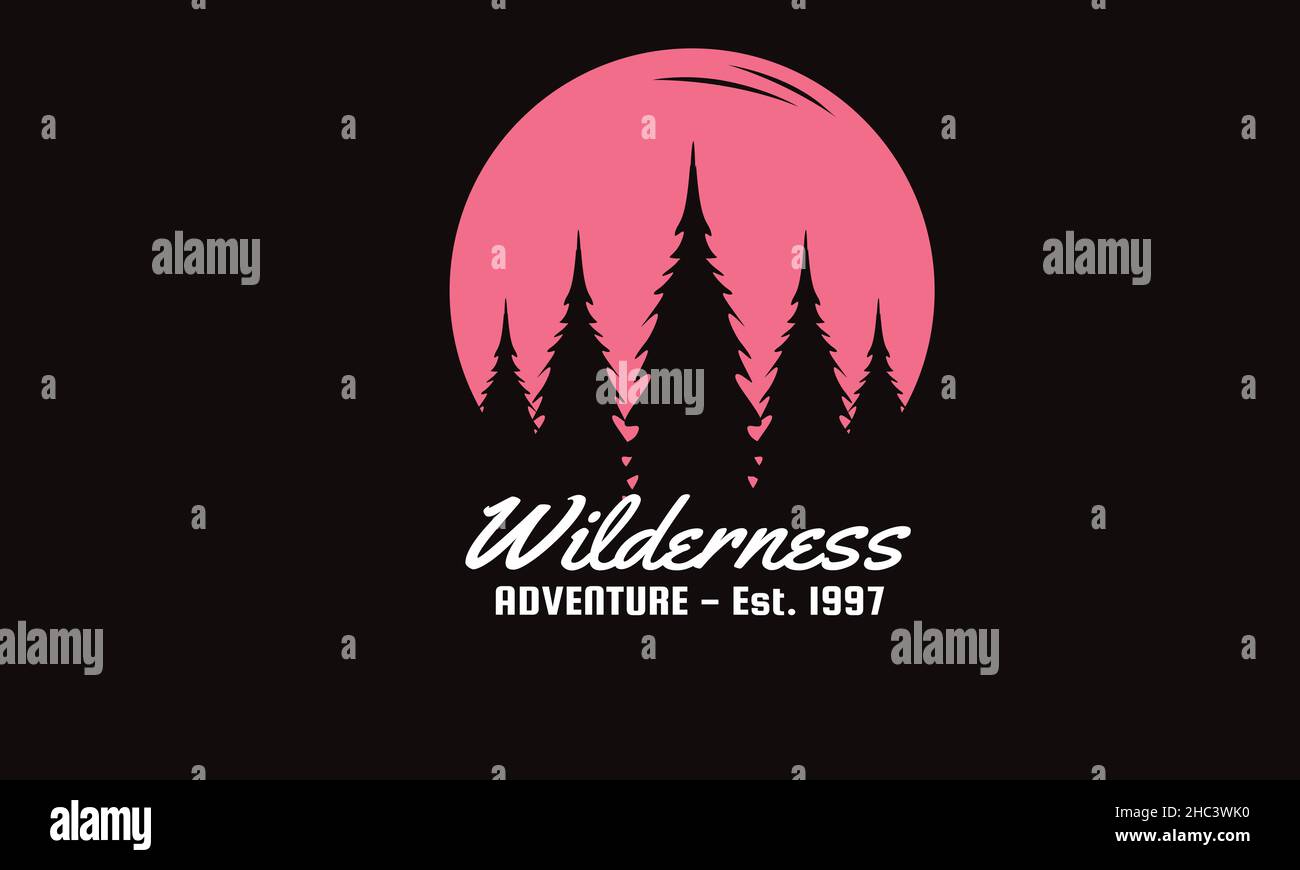 wilderness adventure nature adventure outdoor monogram text vector template Stock Vector