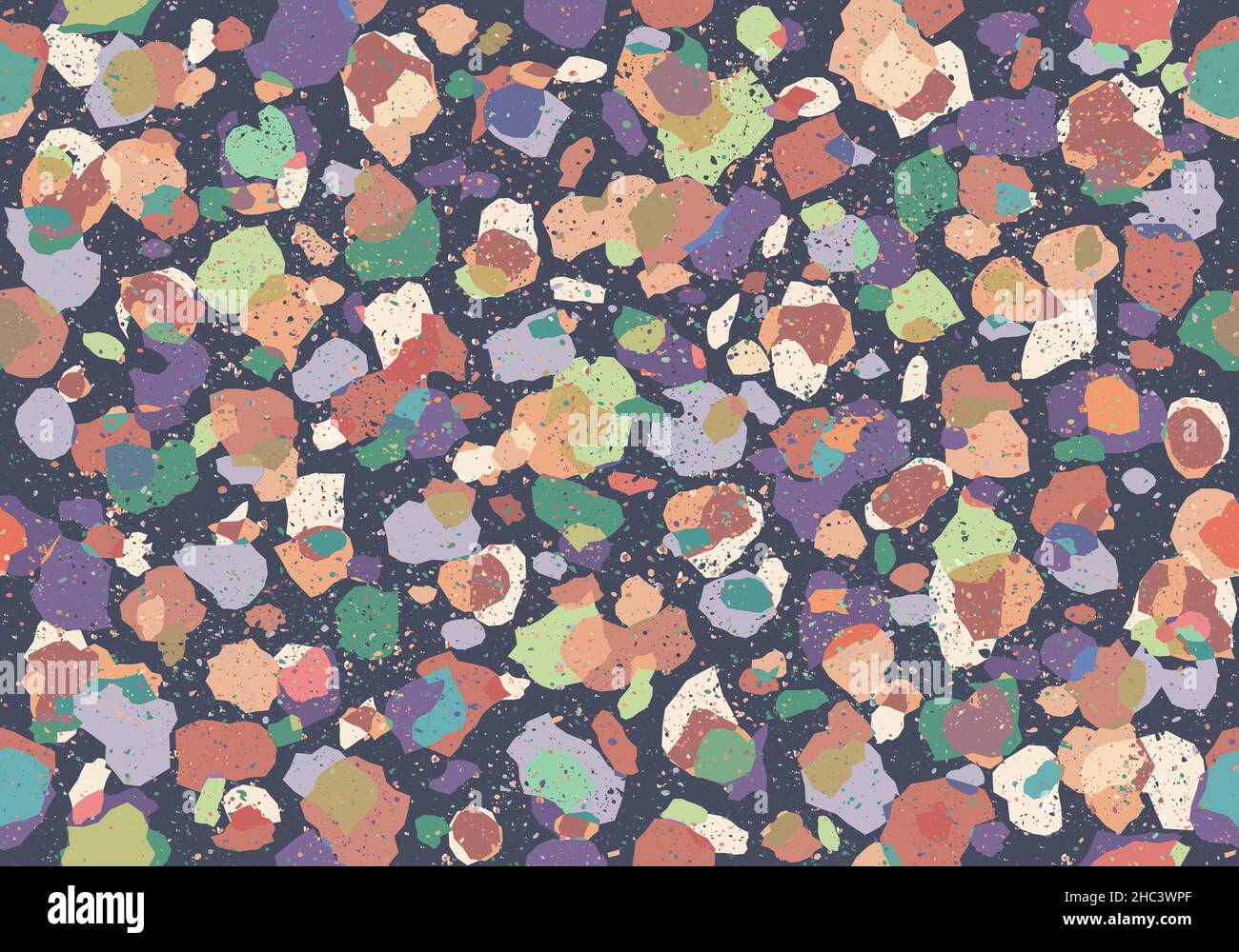 Vintage vector seamless terrazzo pattern in retro style. Retro colorful ...