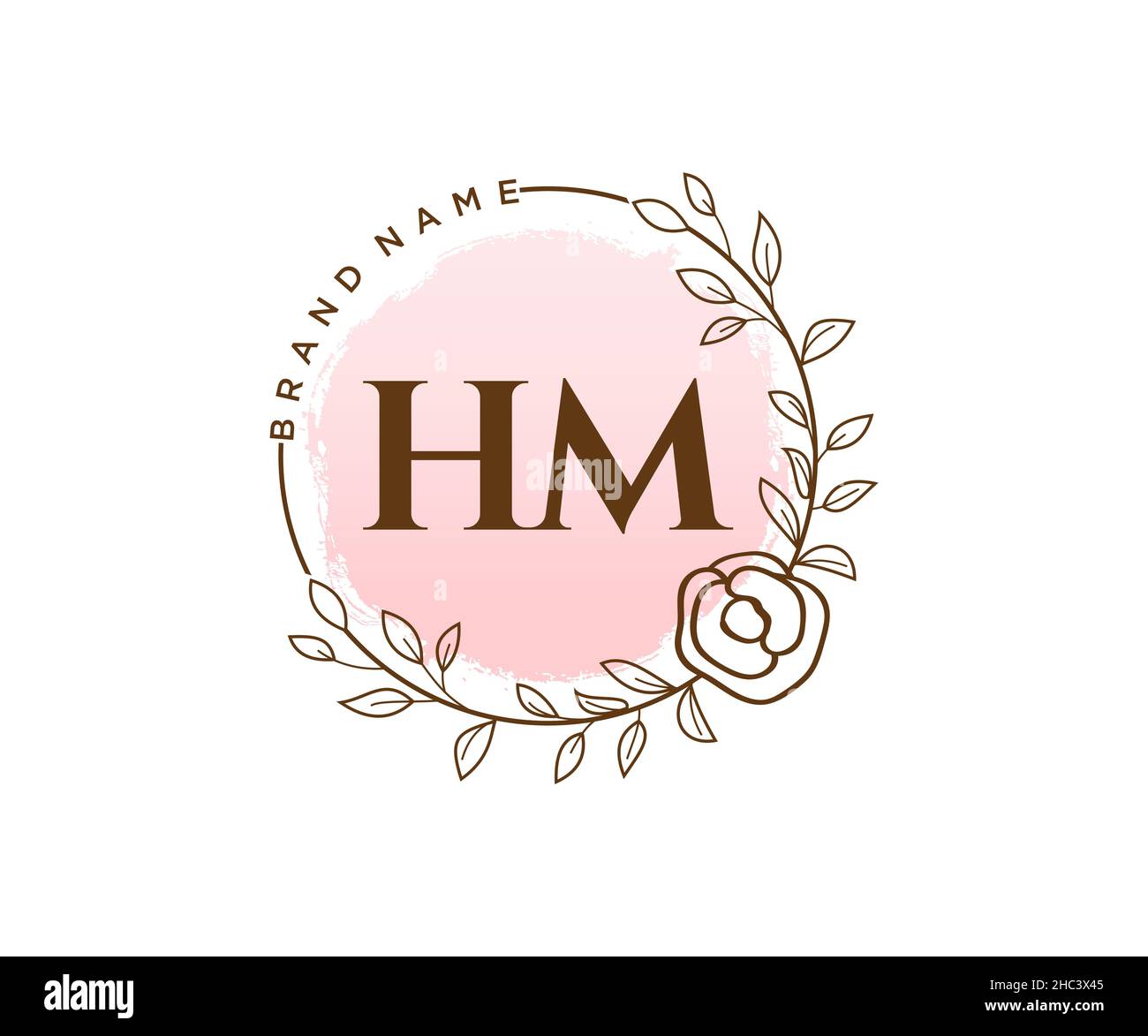 HM feminine logo. Usable for Nature, Salon, Spa, Cosmetic and Beauty Logos.  Flat Vector Logo Design Template Element Stock Vector Image & Art - Alamy