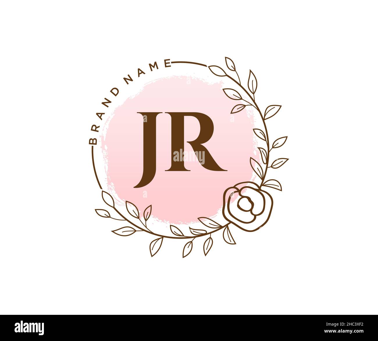 JR feminine logo. Usable for Nature, Salon, Spa, Cosmetic and Beauty Logos. Flat Vector Logo Design Template Element. Stock Vector