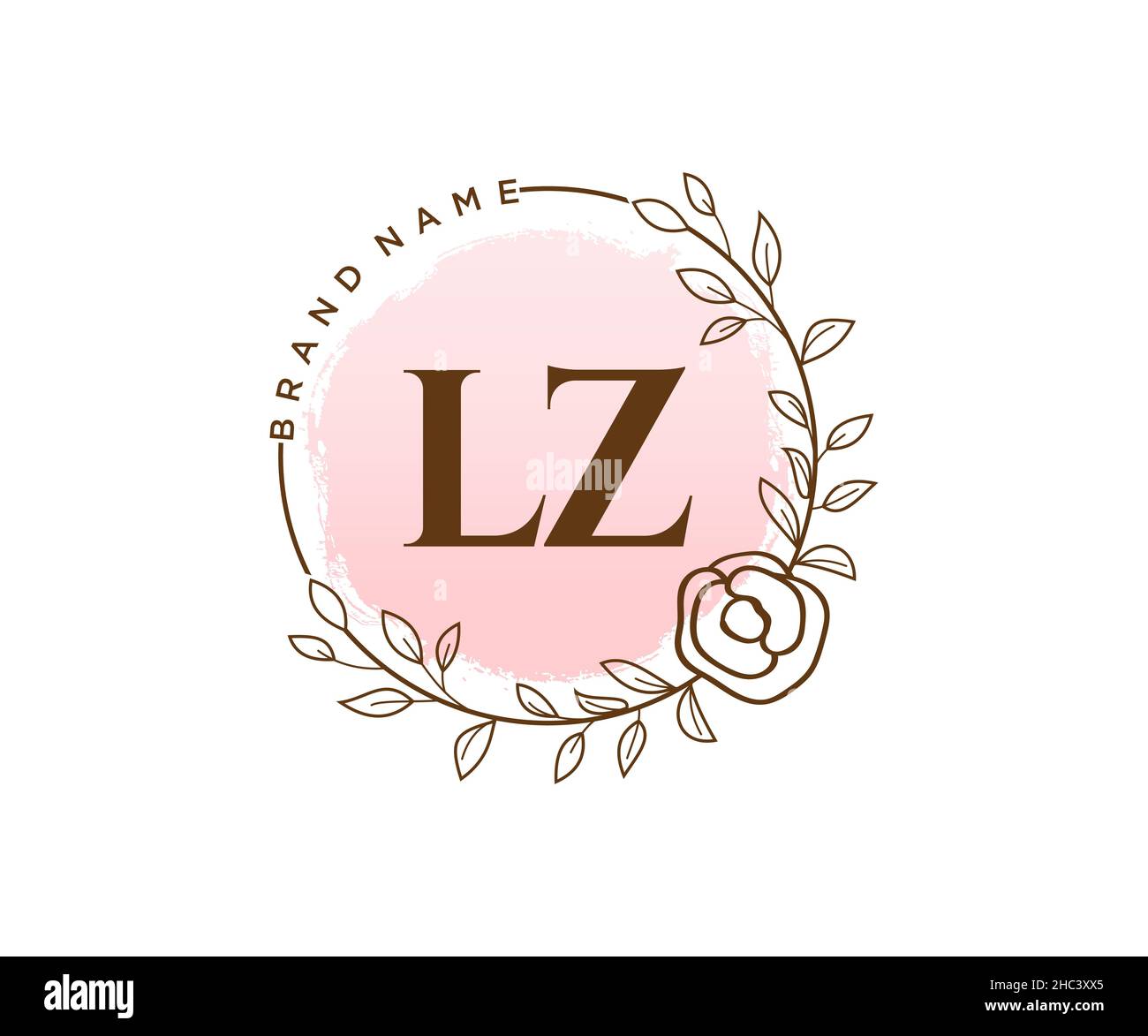 LZ feminine logo. Usable for Nature, Salon, Spa, Cosmetic and Beauty Logos. Flat Vector Logo Design Template Element. Stock Vector
