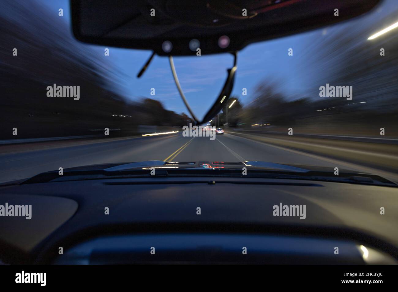 Beautiful shot of the road from a car in Uptown Charlotte, North Carolina Stock Photo Alamy