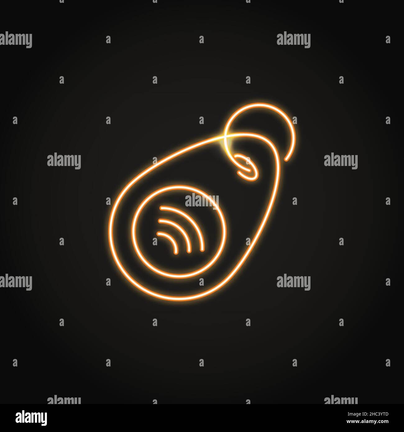 Neon RFID key icon in line style. Radio frequency identification tag