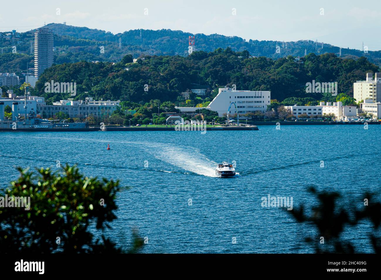 Speed boat sailing in Japan Stock Photo Alamy