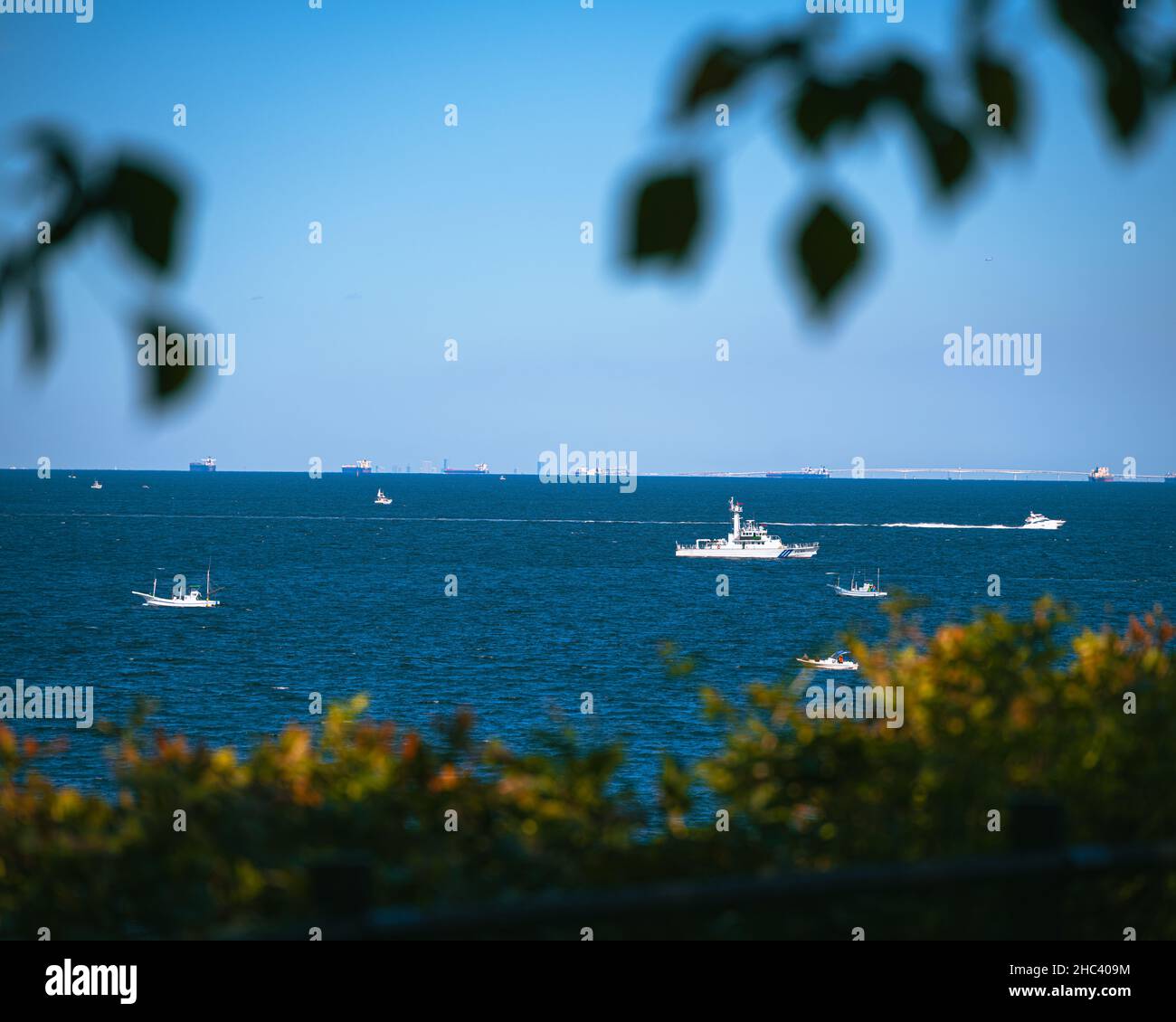 Boats sailing in the ocean in Japan Stock Photo Alamy
