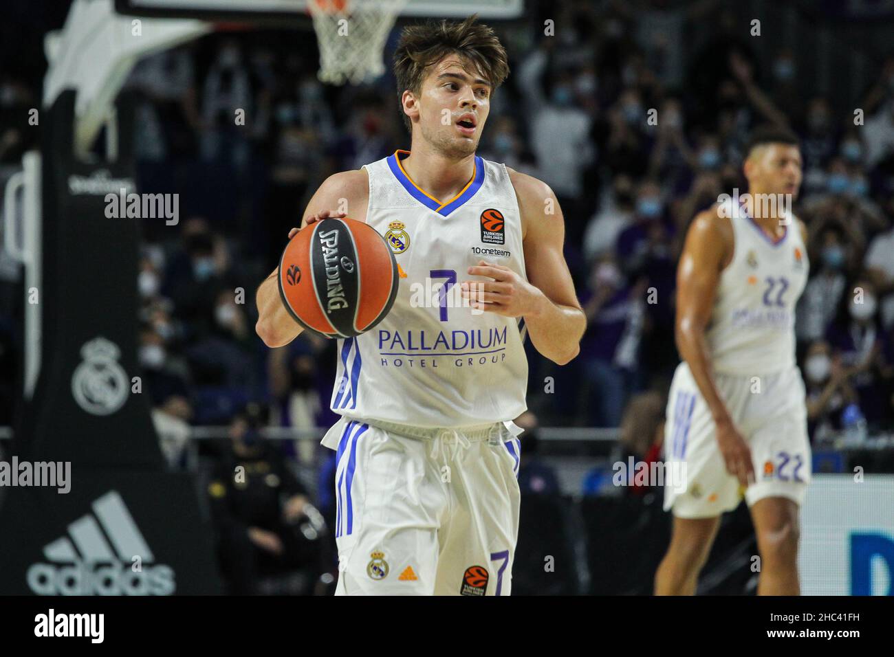 Urban Klavzar of Real Madrid during the Turkish Airlines Euroleague basketball match between Real Madrid and CSKA Moscow on December 23, 2021 at Wizink Center in Madrid, Spain - Photo:  Irh/DPPI/LiveMedia Stock Photo