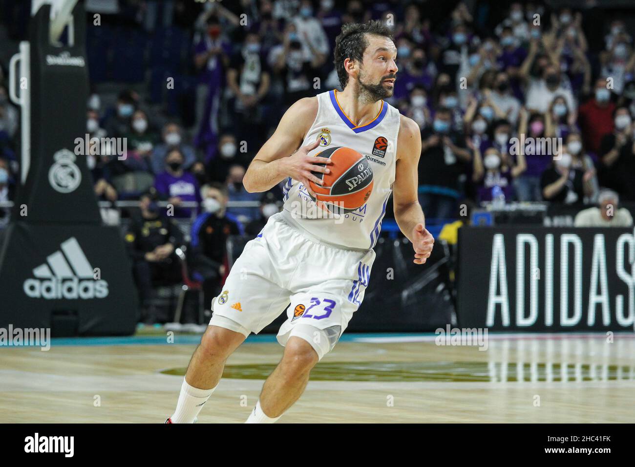Sergio Llull Melia of Real Madrid during the Turkish Airlines Euroleague basketball match between Real Madrid and CSKA Moscow on December 23, 2021 at Wizink Center in Madrid, Spain - Photo:  Irh/DPPI/LiveMedia Stock Photo