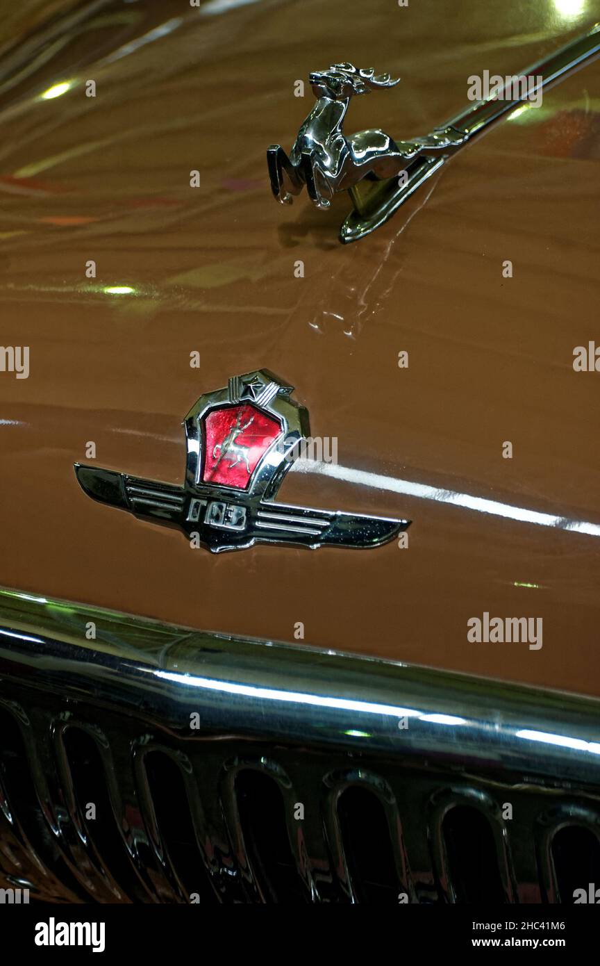 Photo cars Volga, GAZ 21,Emblem, Deer,emblem, symbol, sign Stock Photo