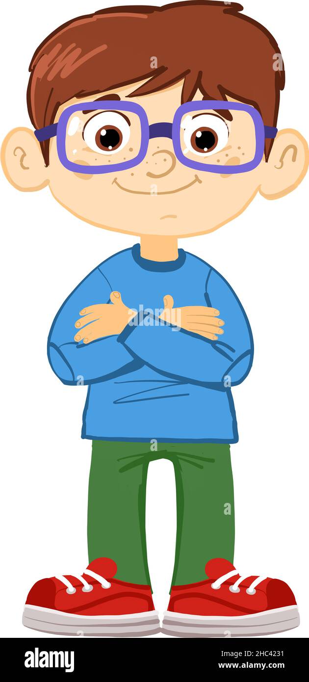 smart boy with glasses with determined attitude Stock Photo Alamy