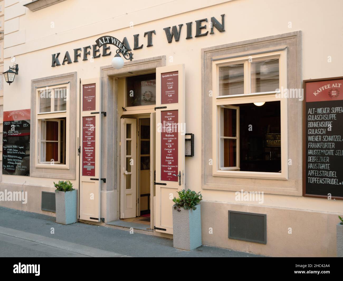 Vienna, Austria - September 25 2021: Kaffee Alt Wien Coffee House or Traditional Viennese Cafe Exterior Stock Photo