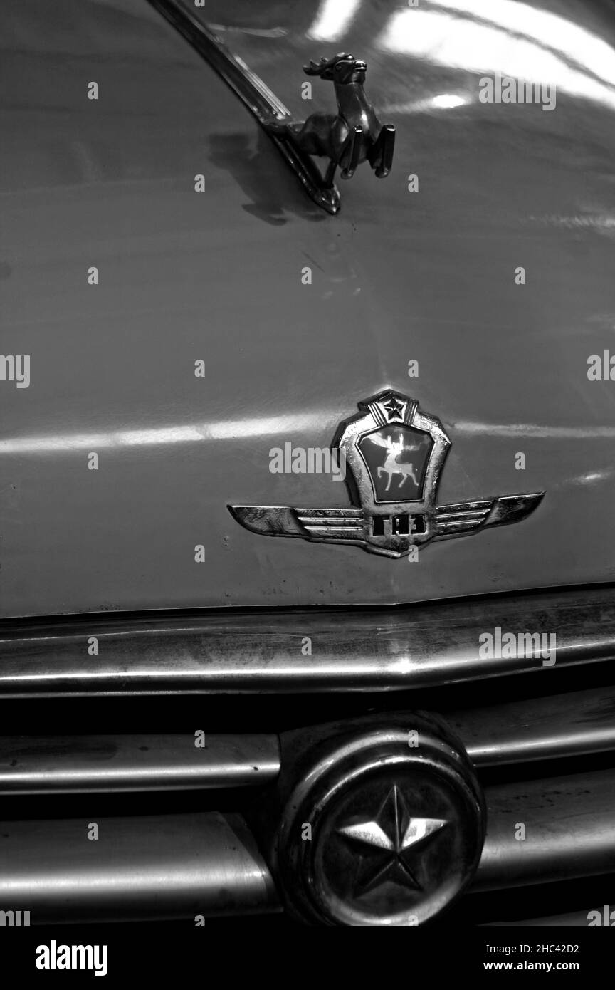 Photo cars Volga, GAZ 21,Emblem, Deer,emblem, symbol, sign Stock Photo