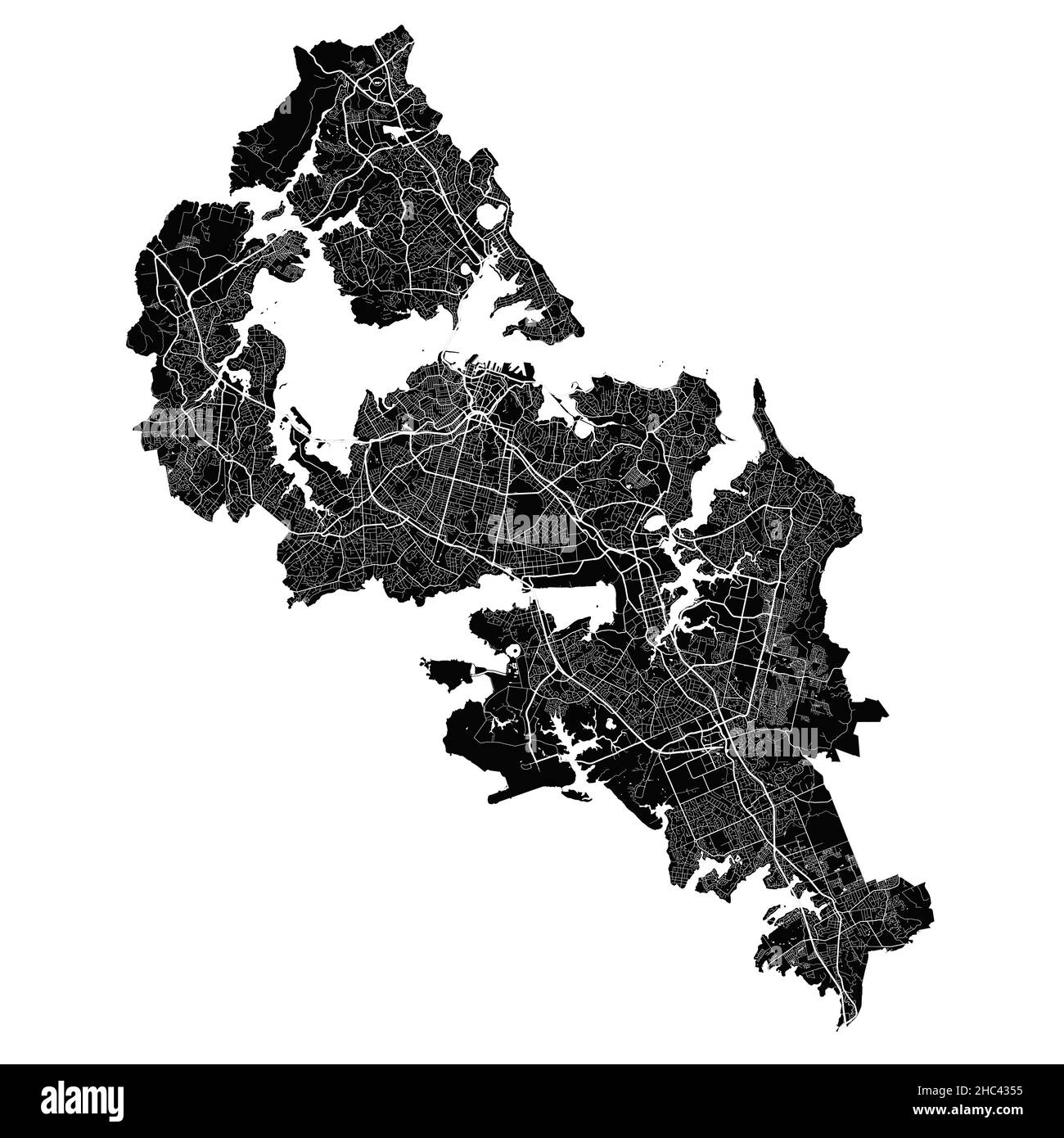 Auckland map. Detailed vector map of Auckland city administrative area