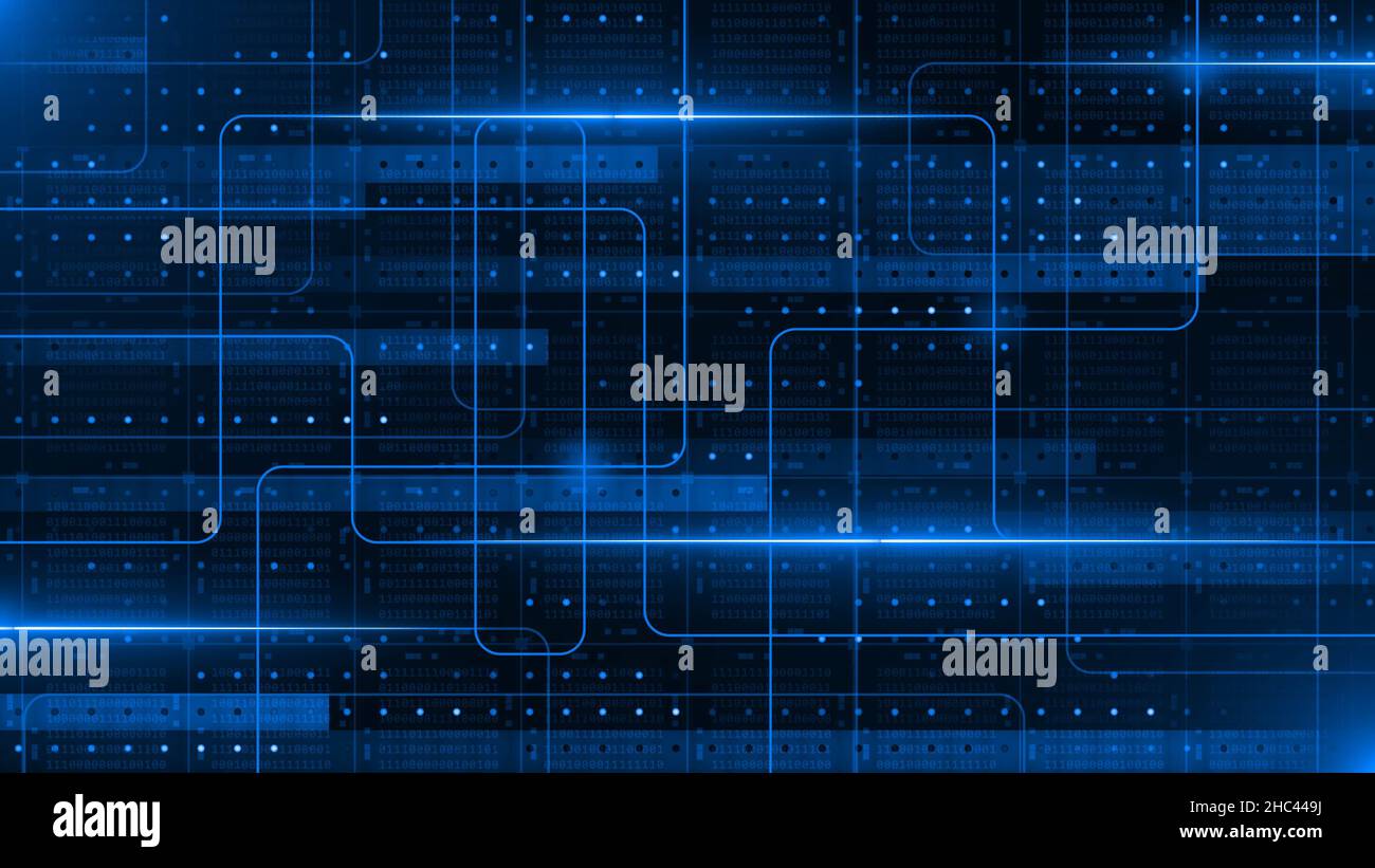 Information technology concept in blue design - graphic elements over ...