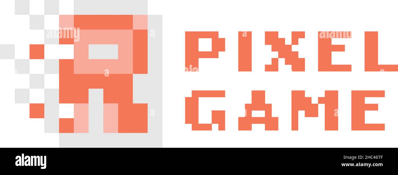 Minimalist design PIXEL GAME playing logo design Stock Vector