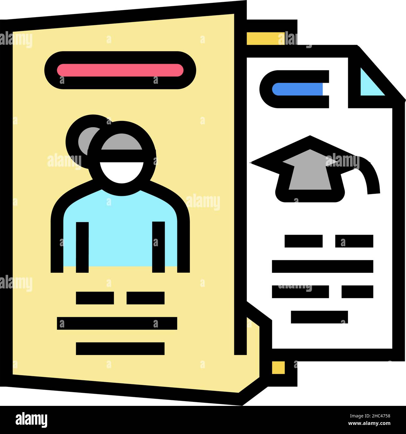 biography check and verification of candidates color icon vector ...