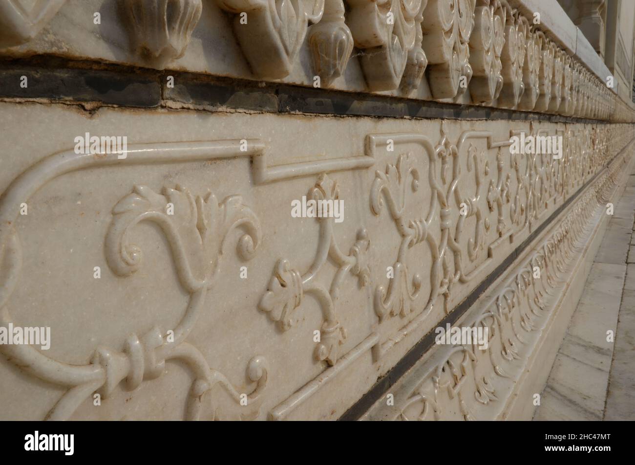 Beautiful mable carvings in the walls of Taj Mahal Stock Photo