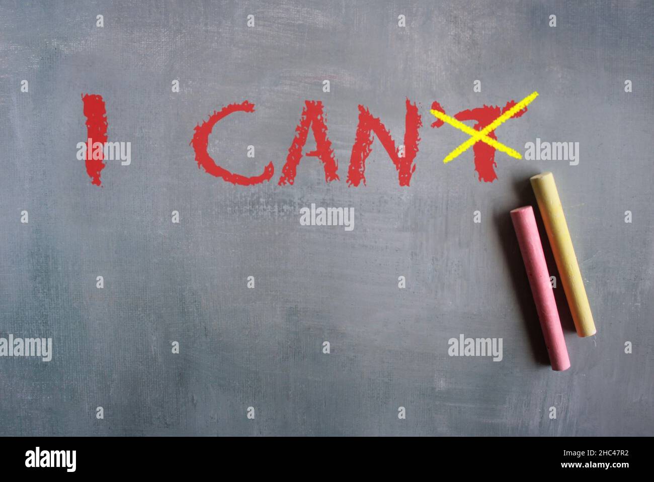 Motivation and inspiration concept. Word I CAN'T change to I CAN. Stock Photo
