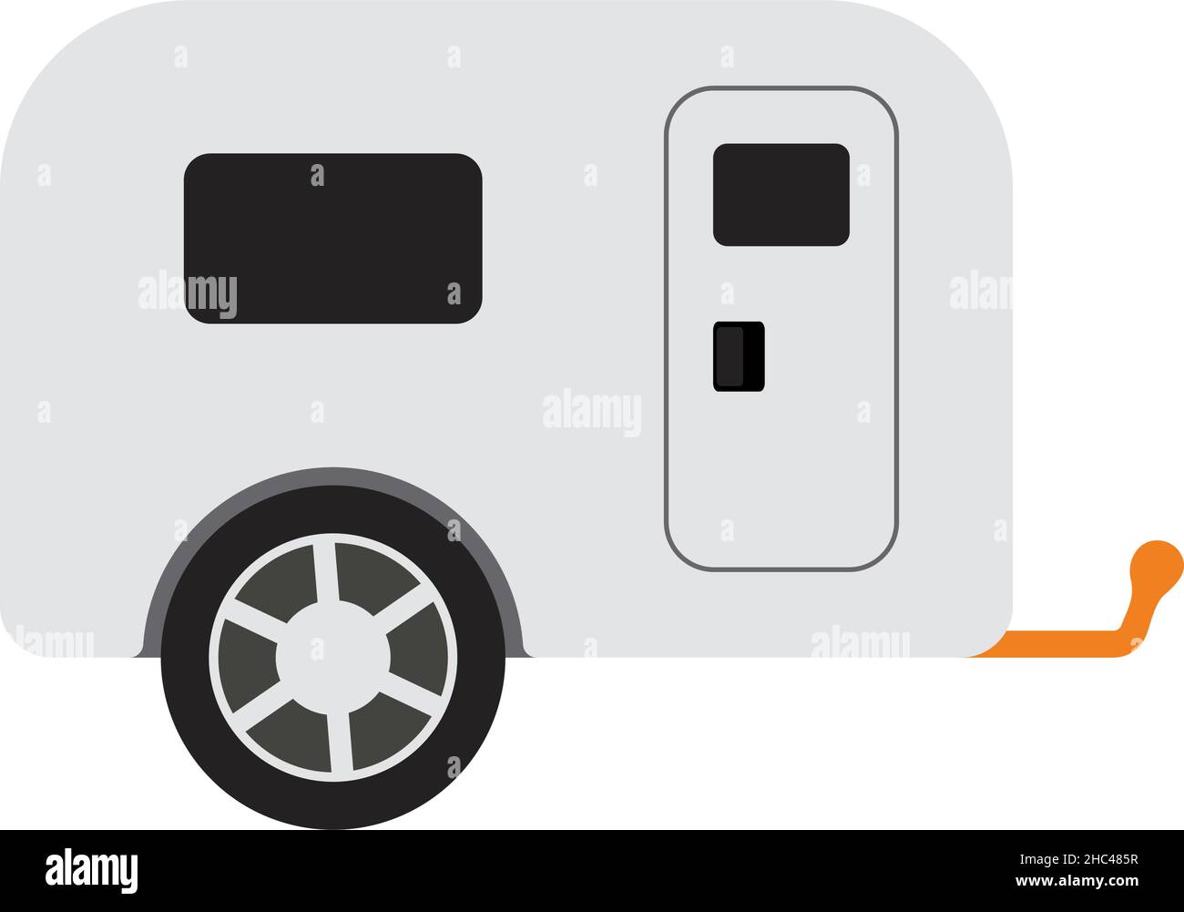 Icon Of Camping Family Caravan Car. Flat Color Design. Vector ...