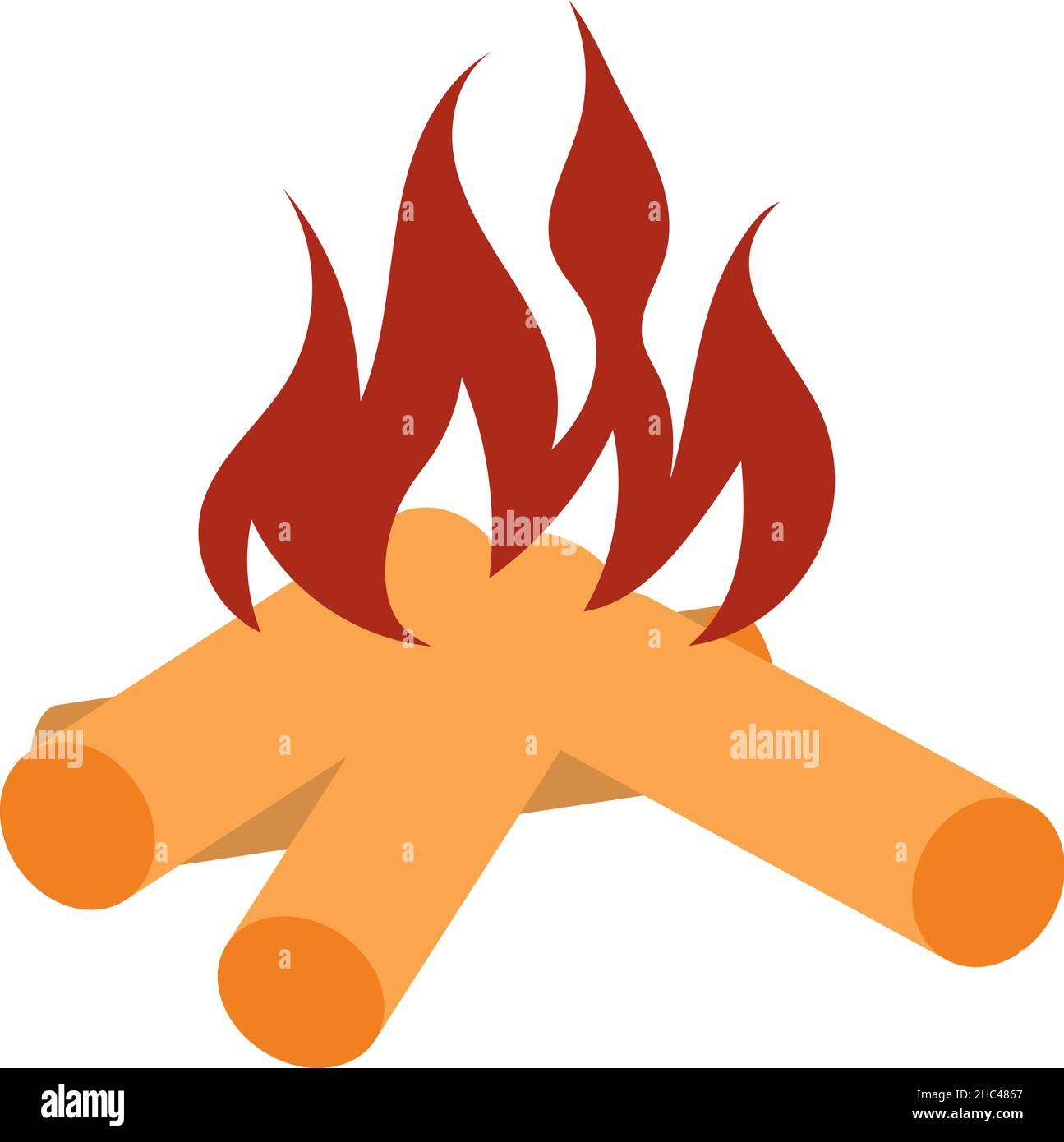 Icon Of Camping Fire. Flat Color Design. Vector Illustration Stock ...