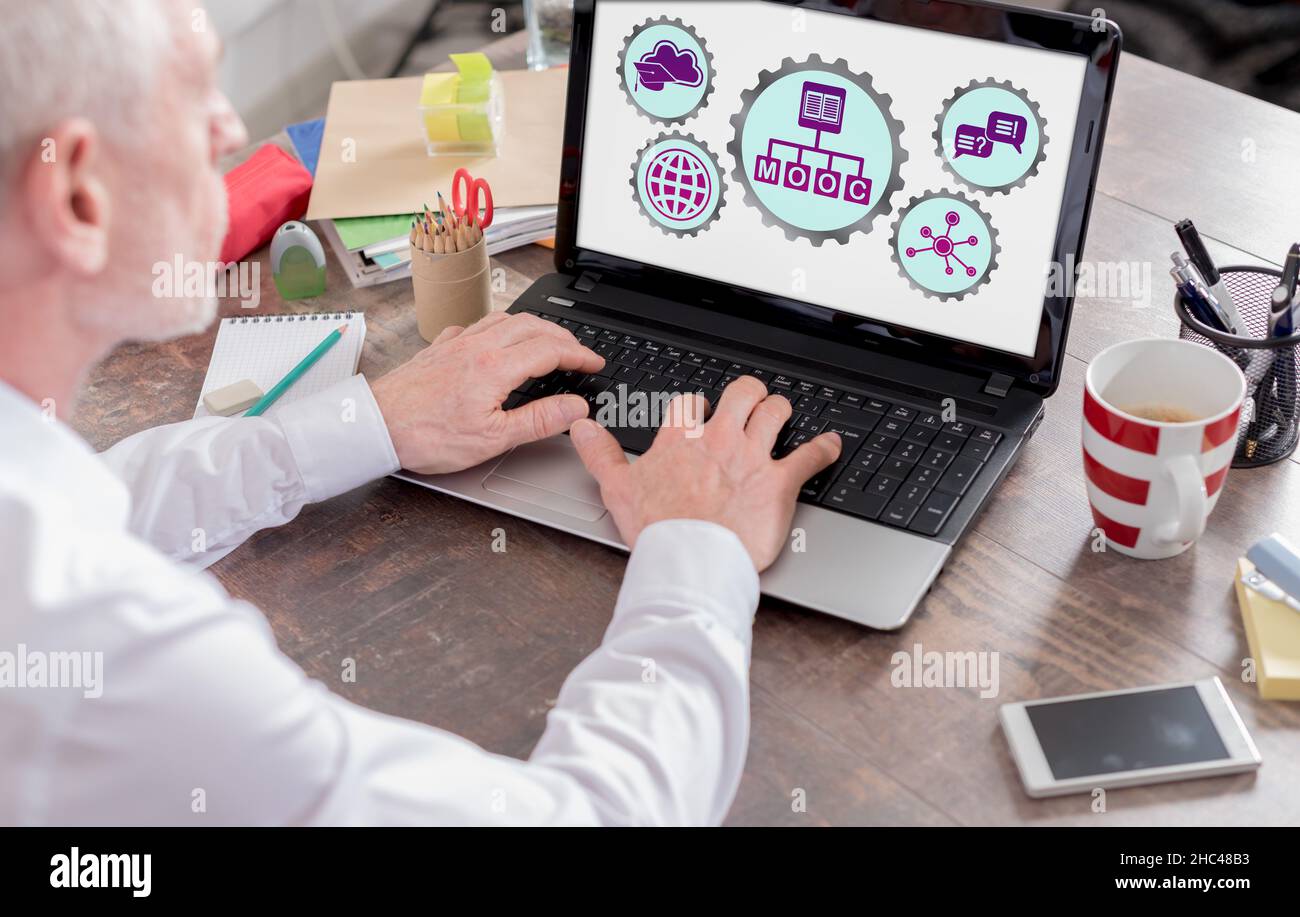 Mooc concept shown on a laptop screen Stock Photo