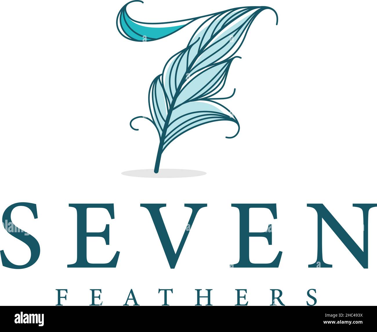 Modern design SEVEN FEATHERS leaf logo design Stock Vector