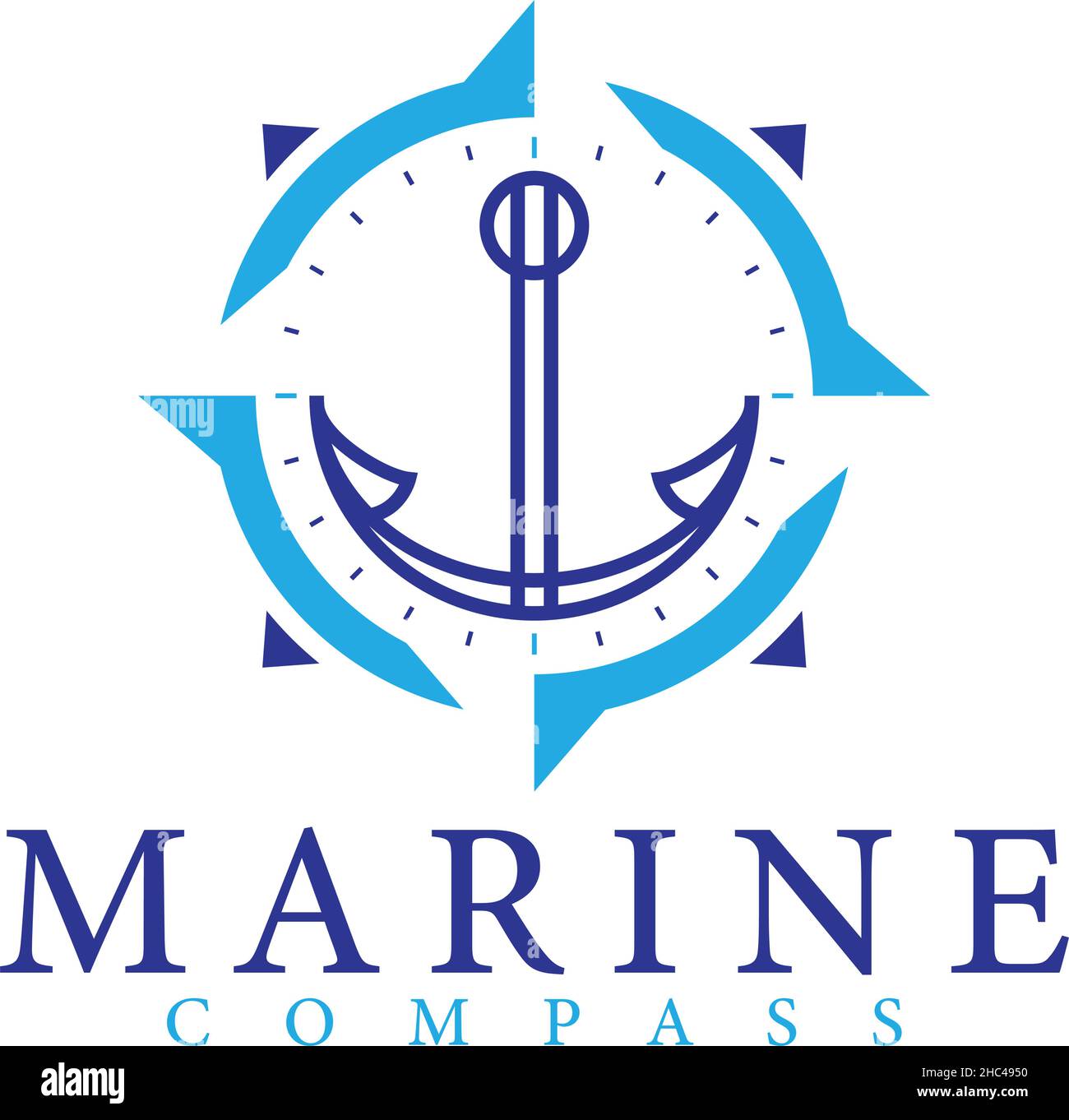 Flat colorful MARINE COMPASS direction logo design Stock Vector