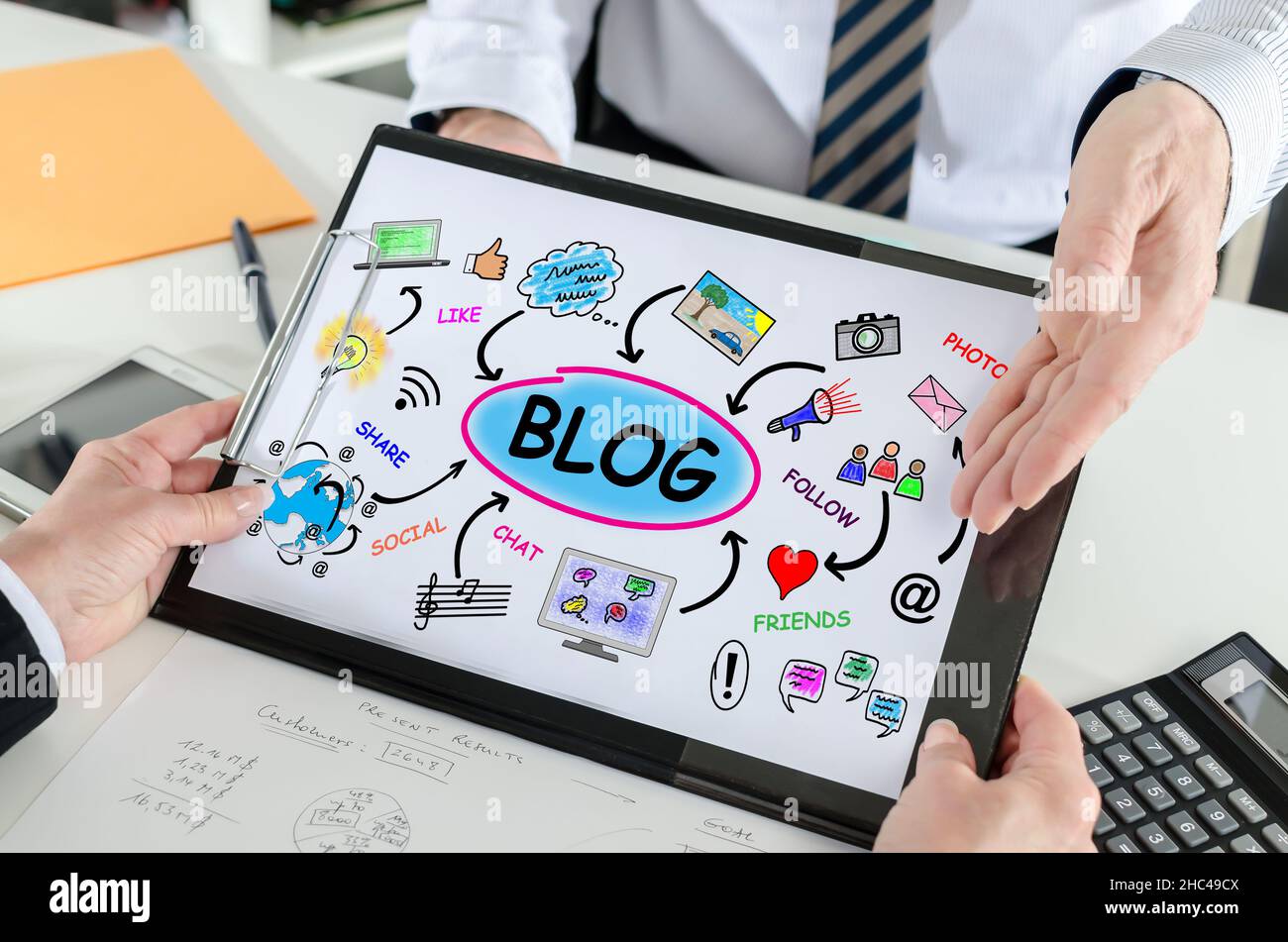Blog concept shown by a businessman Stock Photo - Alamy