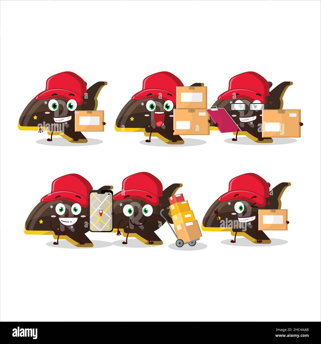Cartoon character design of plane chocolate gummy candy working as a