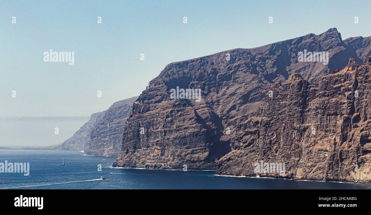 Los Gigantes cliffs from the observation deck above the city on Tenerife Stock Photo