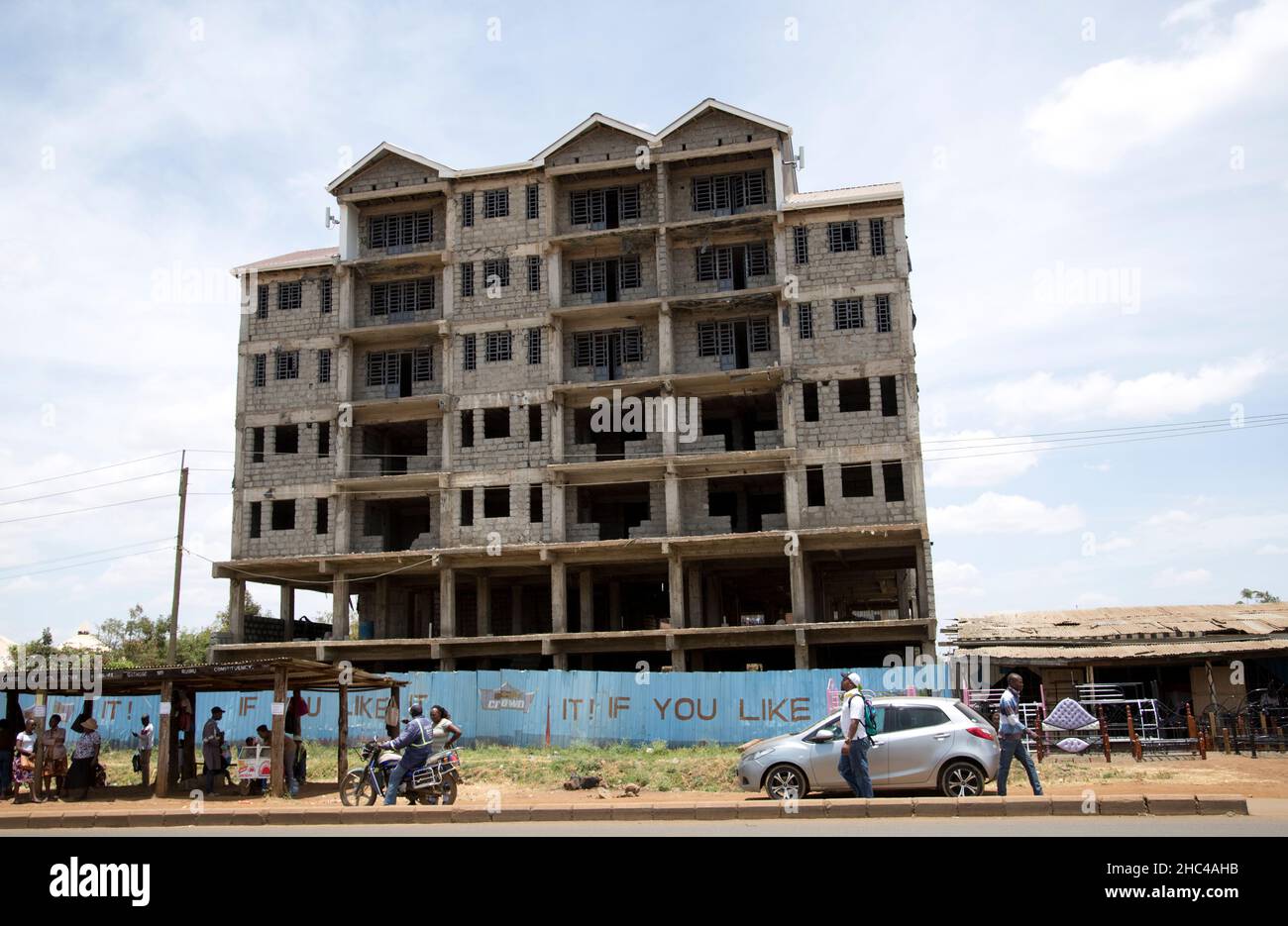 Building high rise apartments African style Nairobi Kenya Stock Photo