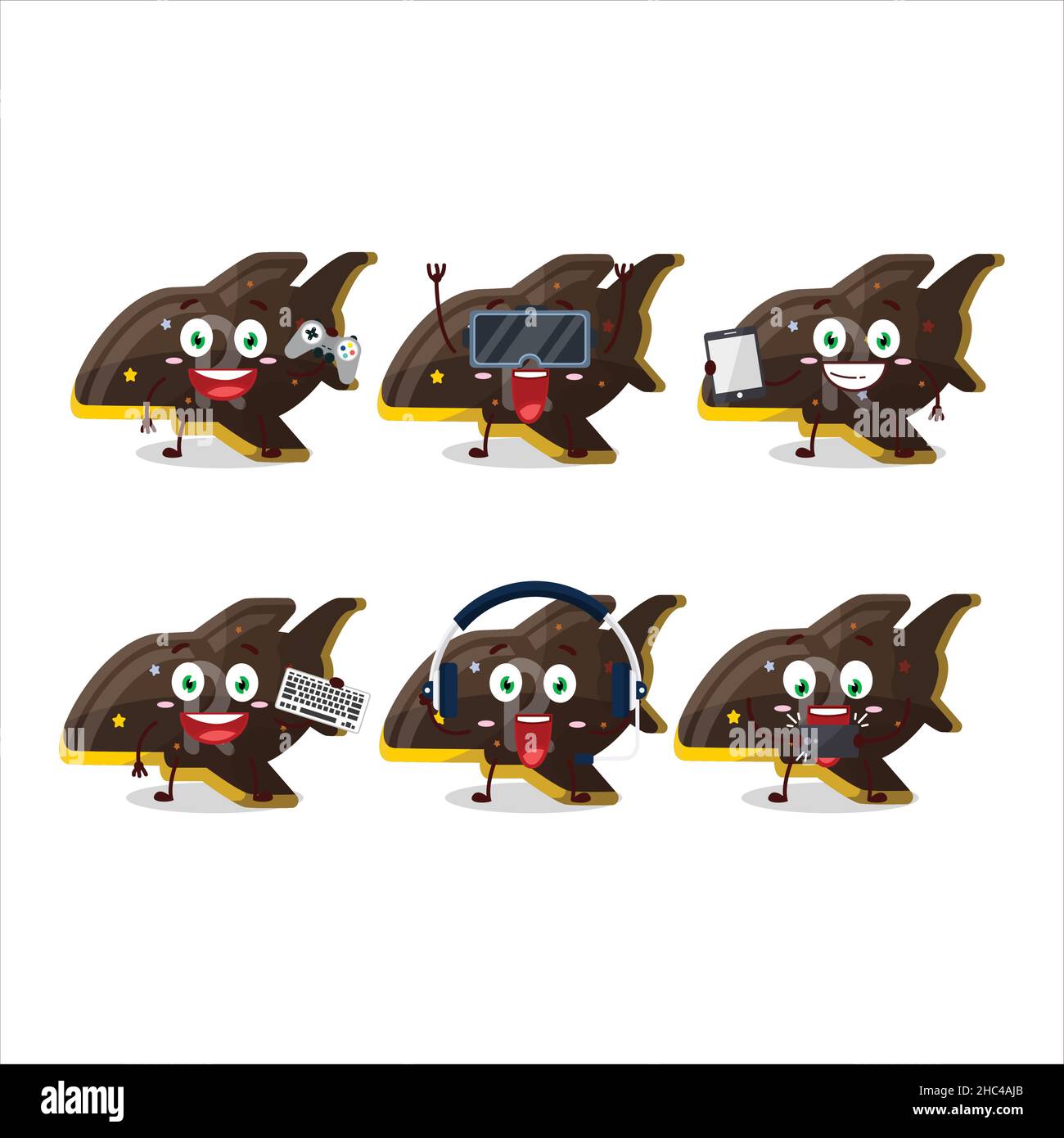 Plane chocolate gummy candy cartoon character are playing games with