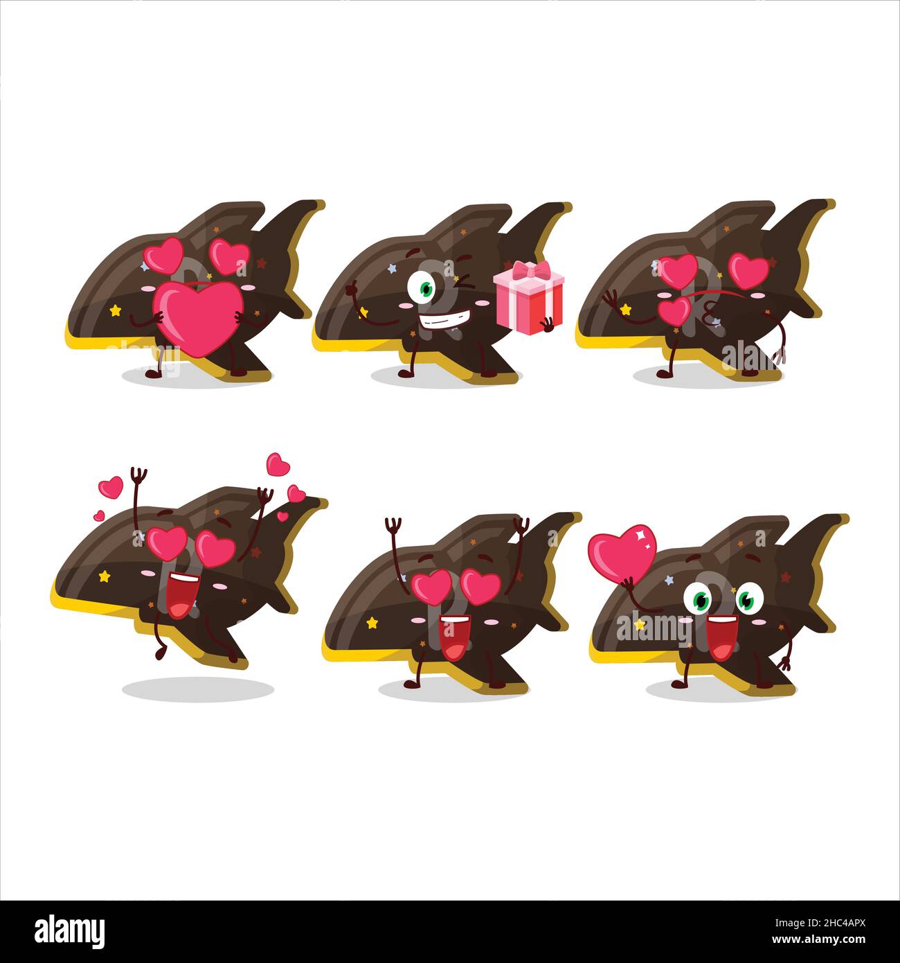 Plane chocolate gummy candy cartoon character with love cute emoticon