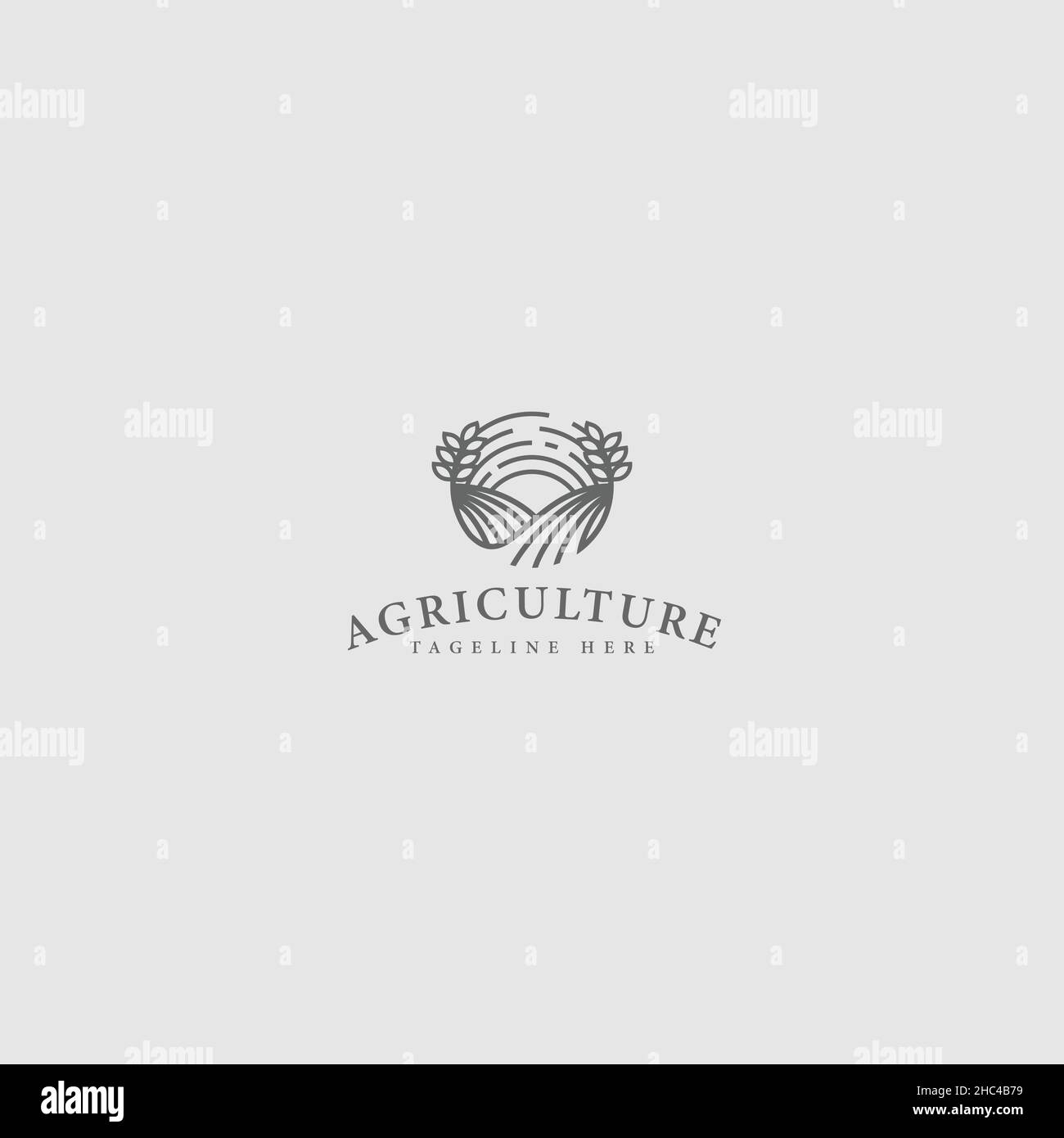 Modern silhouette AGRICULTURE land logo design Stock Vector