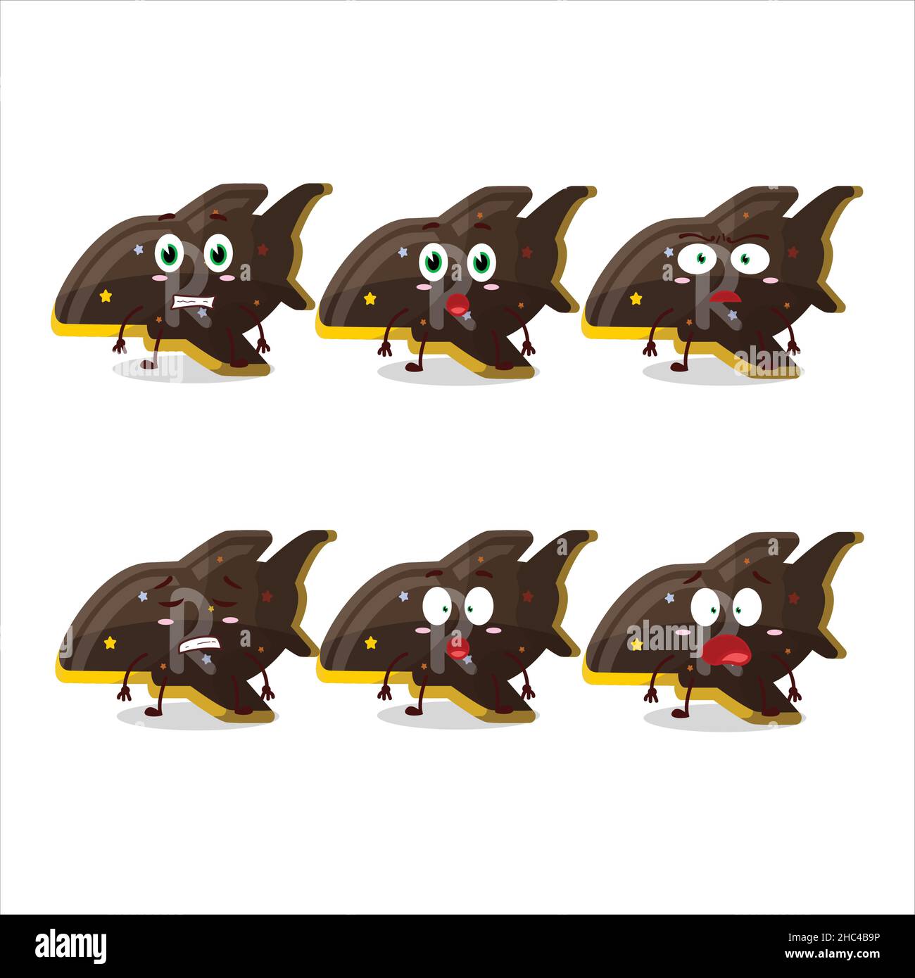 Character cartoon of plane chocolate gummy candy with scared expression