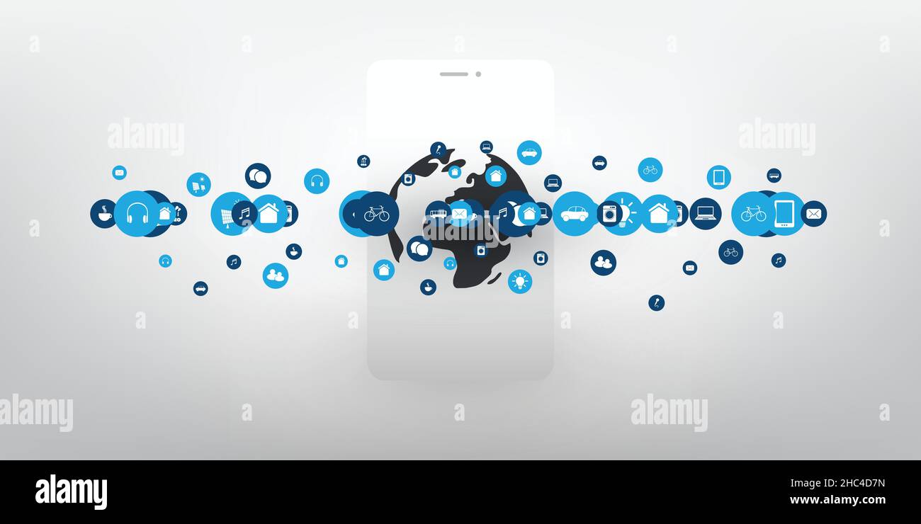 Internet of Things Design Concept with Smartphone and Icons - Digital ...