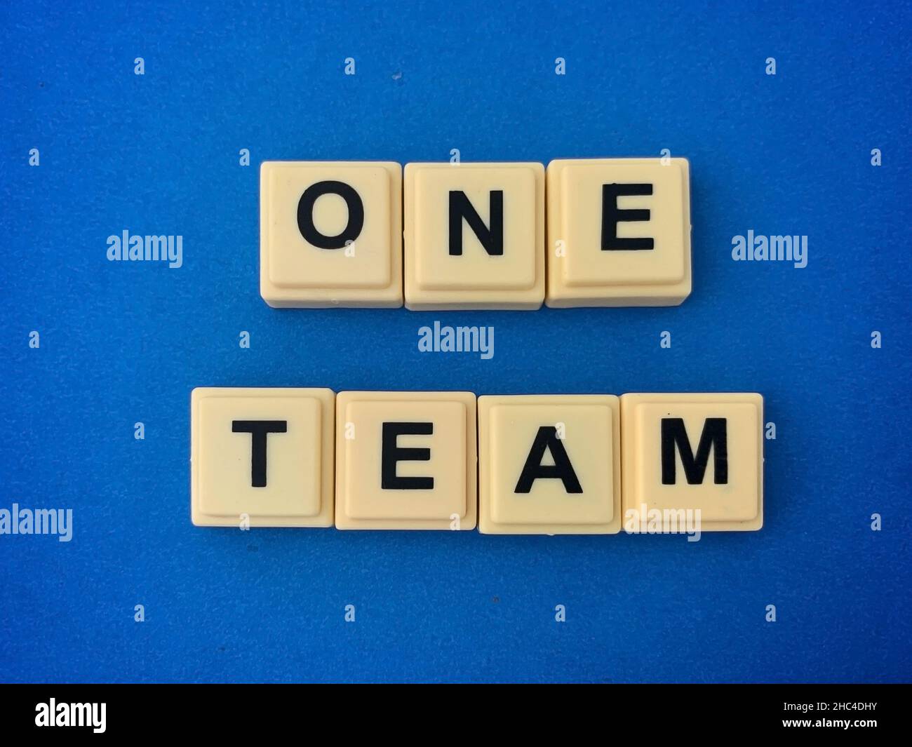 Words ONE TEAM on cube blocks. Team work and business concept. Stock Photo