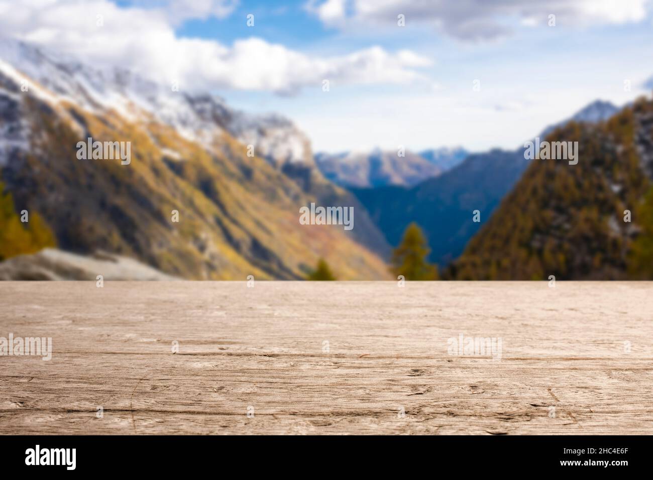 Wood taple plank in mountain Stock Photo
