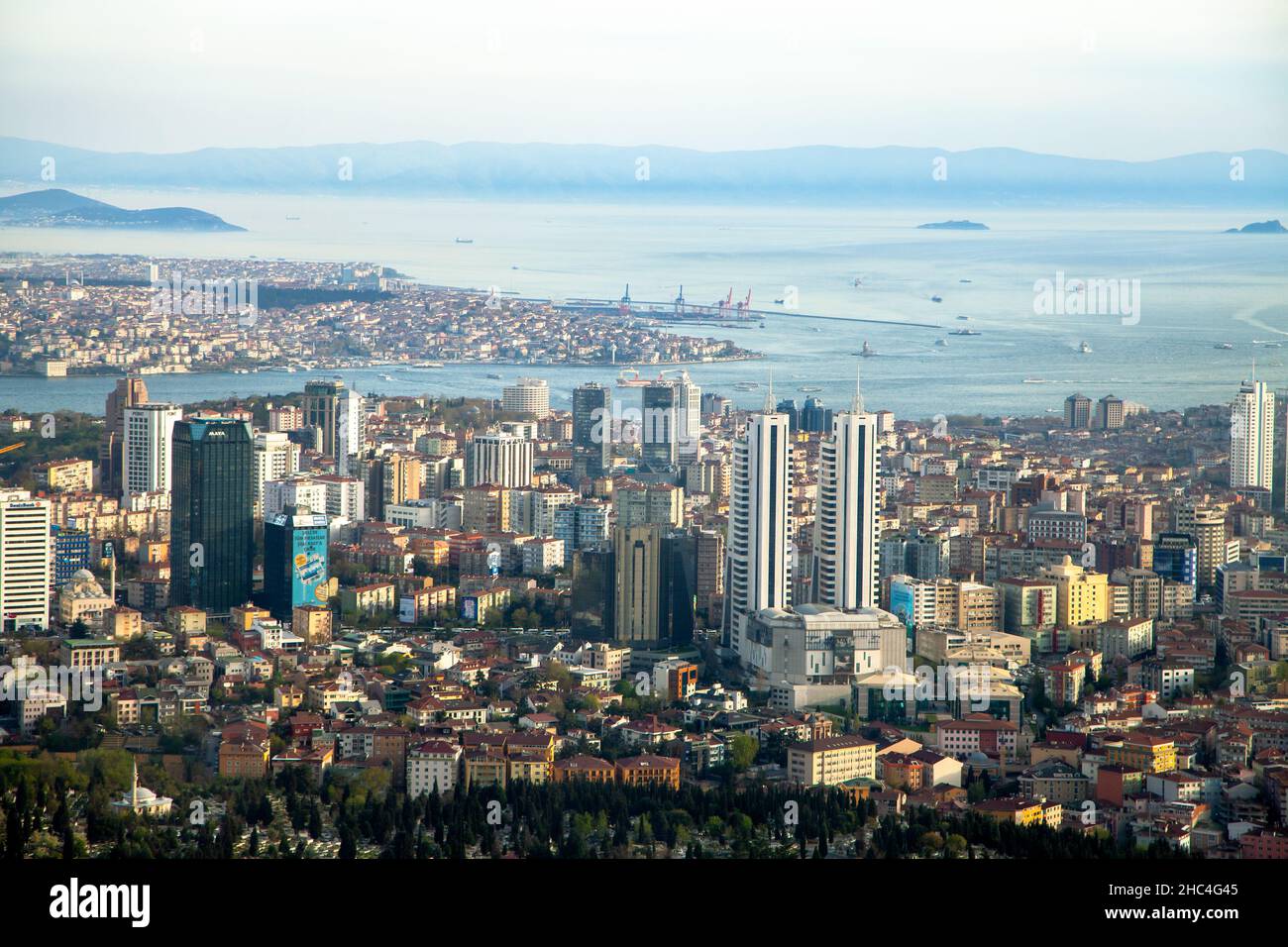 Istanbul,Turkey - 04-12-2013:Bosphorus view with modern Istanbul Stock Photo